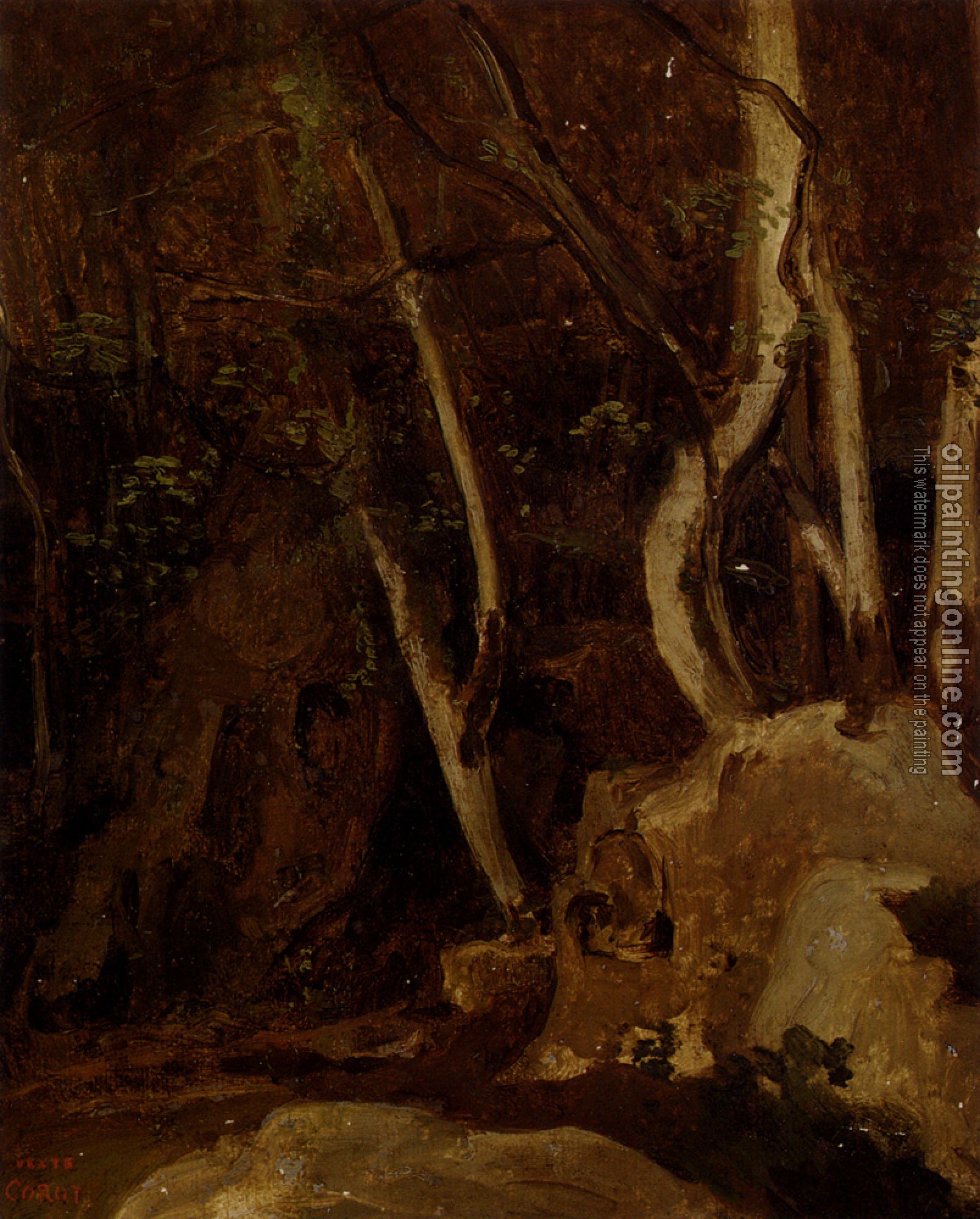 Corot, Jean-Baptiste-Camille - A Civita Castellana, Rochers Boises